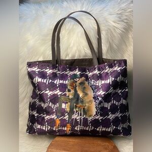 Henri Bendel Purple Sateen Graphic Bendel Girl Tote